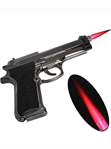 STAR MAGIC® ABS Pistol Shaped Butane Jet Torch Lighter - Dark Grey and Black