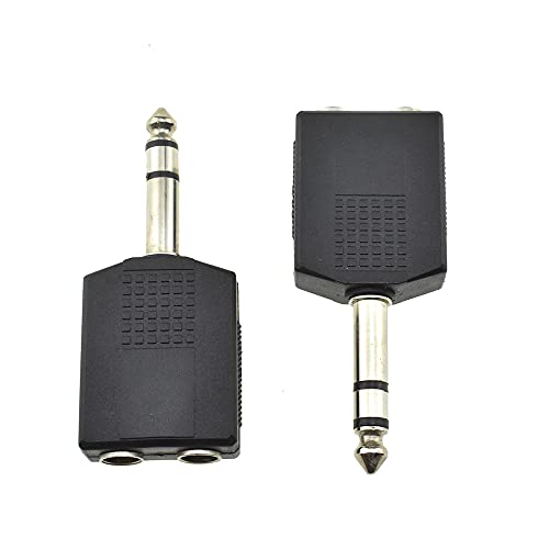 Adaptador de audio HAHIYO macho 6.35mm a dos hembras 6.35mm miniatura 1