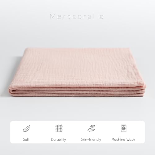 Image of Meracorallo Muslin Swaddle Blanket, 100% Cotton Receiving Blanket Soft and Breathable Swaddle Wrap for Baby Boys and Girls, Peach Pink