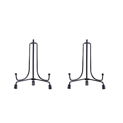 LIONWEI LIONWELI 4inch(2pack) Upgraded Anti-Slip Iron Plate Display Stand Black Easel Display Stand Photo Holder Stand,Displays Picture Frames, Decorative Plates, and Artworks