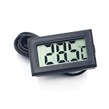 Getdoublerich Termometro digitale con sonda in acciaio inox, intervallo da -50 °C a 110 °C, risoluzione 0,1 °, per acquario, frigorifero, auto, stagno, bagnetto (nero)