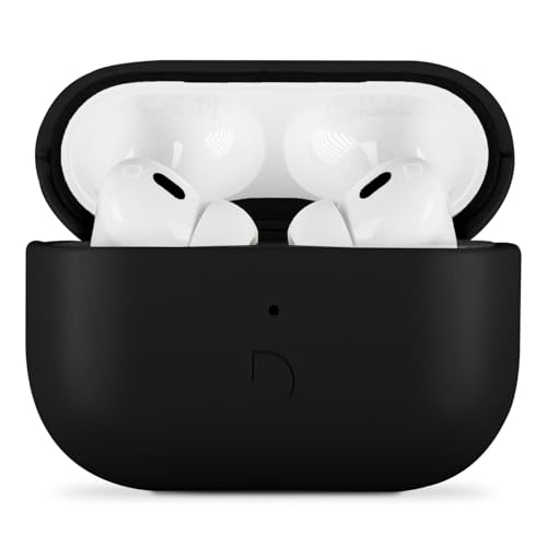 DECODED Étui en Cuir pour AirPods Pro 3, Fabriqué en Cuir ECCO Premium, Compatible avec MagSafe, Indicateur de Charge LED, Rechargeable sans Fil, Résistant aux Rayures, Noir