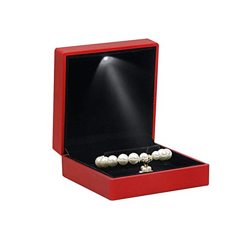 Preisvergleich Produktbild Suppemie Schmuckkästchen Schmuck Veranstalter Schmuckschatulle mit LED-Licht Anhänger für Ringe Ohrringe Halskette Uhren Damen Mädchen