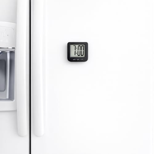 Image of Mini Digital Magnet Clock 6cm Pocket Size Magnetic Back for Fridge,Kitchen,Room,Office Black Colour