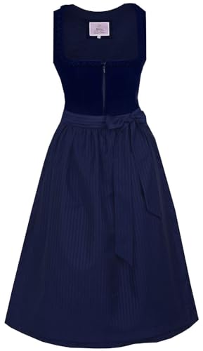 Marjo Dirndl Emmering 70cm Länge | Froschmäulchenborte Froschgroscherl Reißverschluss | Samtdirndl Damen (DE/NL/SE/PL Numerisch 36 Regular Regular dunkelblau/Marine)