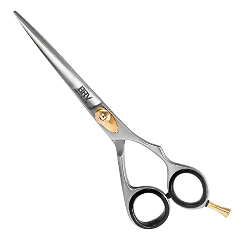 Brv Men Professional German Steel Hair Scissors - 6.5" - Hammer Forged, Hand Sharpened And Hand Polished Hair Cutting Scissors - 100% Stainless Steel (Silver) #TOP7