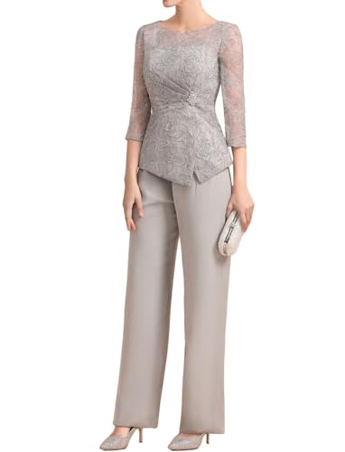 Mother of The Bride Dresses Pant Suits Chiffon Lace Outfit Sets for Wedding Guest Sequin Dress3