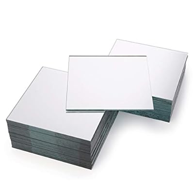 Suwimut 50 Pack Square Mirror Tiles, 4 Inches Glass Mirror Panels for Wall, Home Decor and DIY Crafts