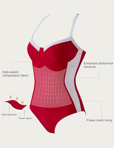 Image of SUUKSESS Womens Tummy Control One Piece Swimsuit Sexy Crisscross Back Bathing Suit