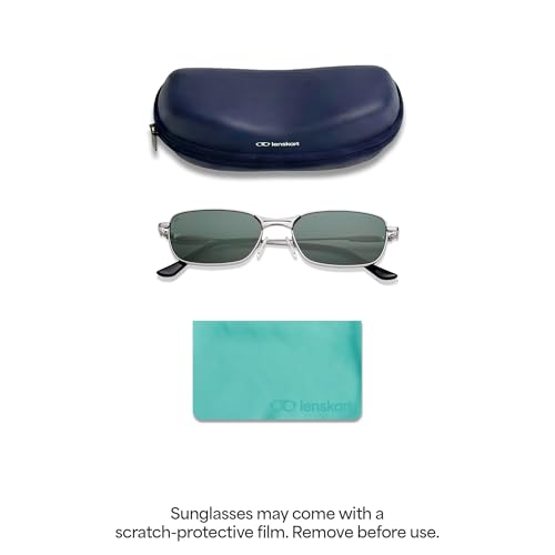 Image of Vincent Chase By Lenskart | Silver Green Solid Full Rim Rectangular | Branded and Stylish Sunglasses | 100% UV Protected | Men & Women | Large | VC S17531