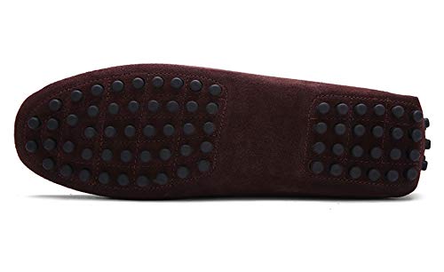 Santimon Men's Suede Leather Driving Walking Moccasins Loafer Lace Shoes4