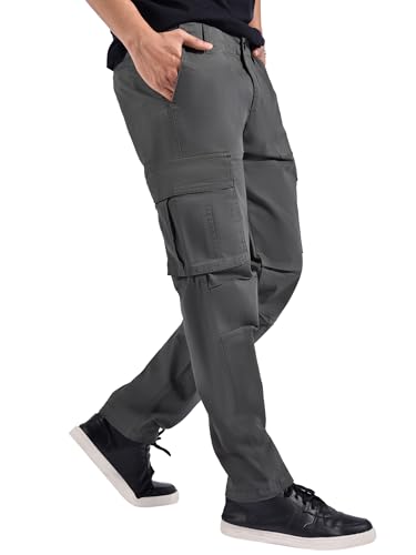 Image of Beyoung Cotton Lycra 6 Pocket Regular Fit Cargo Pants for Men | Cargo Trousers for Men