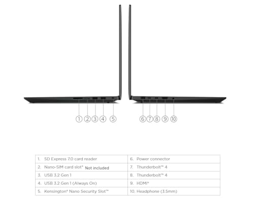 Image of Lenovo Gen 6 ThinkPad P1 Laptop with Intel Core i7-13700H Processor, 16 inch WUXGA Non-Touch Display, 32GB DDR5-5600MHz RAM, 1TB Gen4 Performance SSD, NVIDIA RTX 2000 ADA GPU 8GB GDDR6, and Win 11 Pro