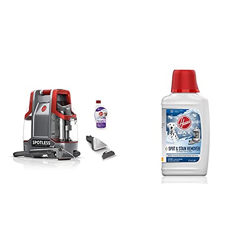 Image of Hoover Spotless Portable Carpet & Upholstery Spot Cleaner, FH11300PC, Red and Hoover Oxy Premixed Spot Cleaner Solution, Stain Remover and Odor Neutralizer for Pets, 32oz Formula, AH30941