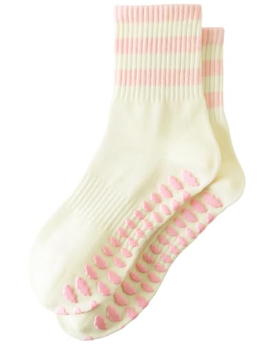Image of Yawlsow Cute Pilates Grip Socks for Women Ruffle Frilly Yoga Socks Non Slip Cotton Crew Grippy Sock for Barre Workout