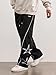 ZAFUL Men's Star Side Striped Casual Pants Y2K Lightweight Drawstring Dance Pants Baggy Fashion Straight Leg Pants Black L