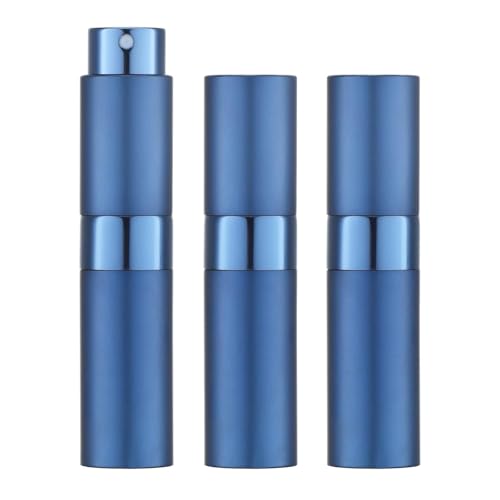 Image of 10ML Mini Perfume Atomizer Spray Bottle, Empty Refillable Glass Travel Cologne Sprayer for Men & Women with Refill Tools (Blue-3)