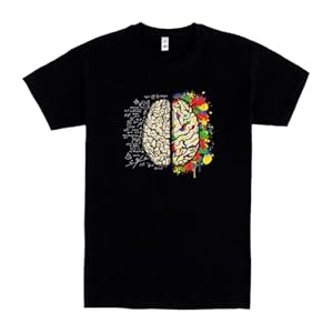 Pampling Camiseta de Manga Corta, 100% Algodón, Ropa Unisex para Hombres y Mujeres en 5 Tallas, Camiseta Negra, Modelo The Brain