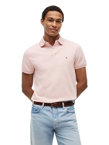 Image of Tommy Hilfiger Men's Short Sleeve Polo Shirts in Regular Fit With Stretch and Organic Pique Cotton