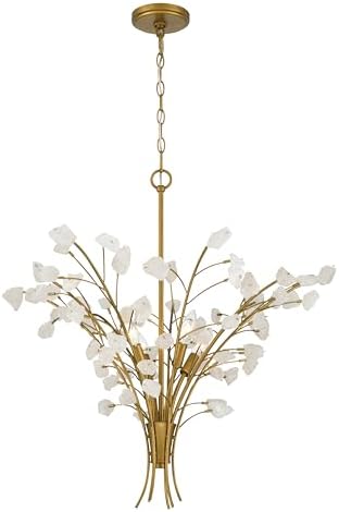 Minka-Lavery Ramus 30.5" 4-Light Chandelier - Legacy Brass with Crystalline Quartz Stone (Bulb Not Included)