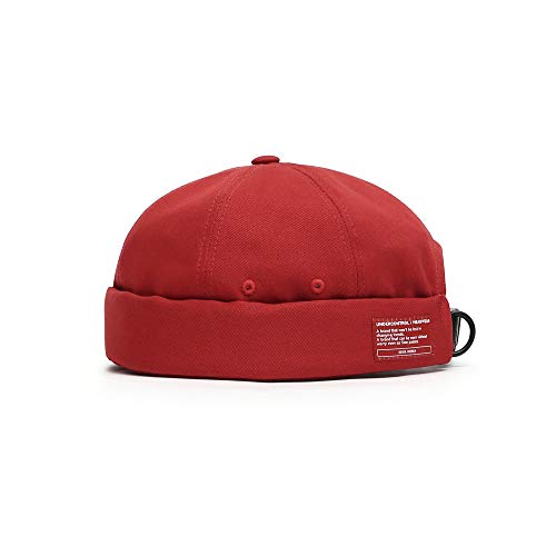 Undercontrol Brimless Sailor Fisherman Leon Hat Rolled Cuff Harbour No Visor Miki Skull Docker Beanie Cap For Men & Women (Red) #TOP3