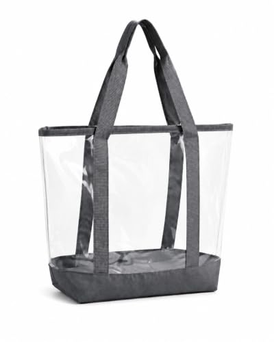 Image of Silkfly Clear Tote Bags Bulk, PVC Shoulder Handbag, Security Approved See Through Bag with Zipper Closure for Work
