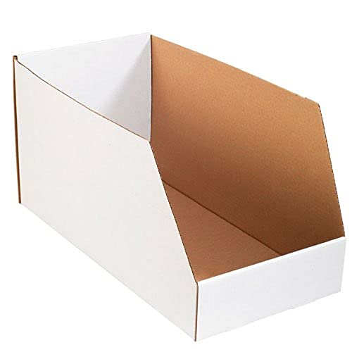 Image of BOX USA Open Top Bin Boxes Jumbo 8 inchL x 24 inchW x 12 inchH White 25-Pack, for Shipping, Moving, Mailing, Packing, Packaging and Storage
