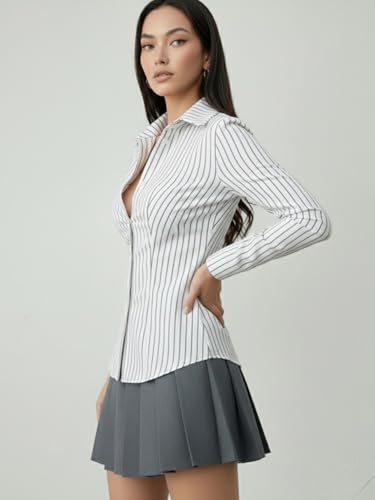 Image of Aahwan Stipred Front Button Long Sleeve Casual Shirt for Women's & Girl's