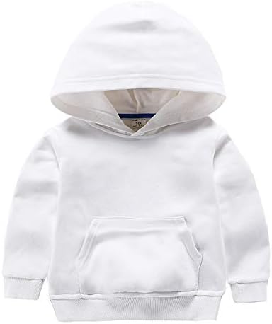 Ding-dong Baby Toddler Kid Boy Girl Solid Casual Pocket Hoodie Sweatershirt Pullover（White,2T）