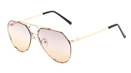 Floating Flat Lens Aviator Sunglasses w/Brow Bar