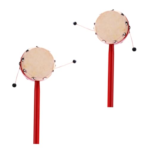 HAWILLOSCH 2 Piezas Juguete De Tambor De Bebé Juguetes De Instrumentos Musicales Tambor Sonajero Sacudiendo Juguetes Para Bebé De Madera Rojo