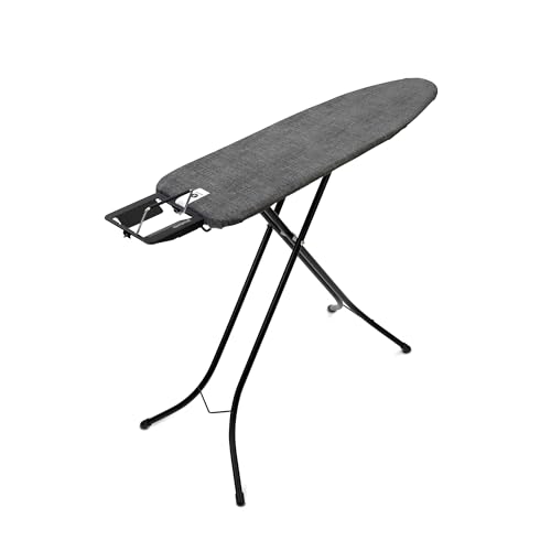 Image of Brabantia Compact Ironing Board with Left /Right Adjustable Steam Iron Rest | Small (Size A) | Fairtrade Denim Black Cover | Adjustable Height (27-38 inch), Easy Fold, Anti-Collapse Lock, Non-Slip Feet