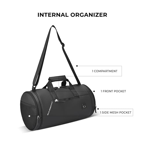 Image of Gear Cross Training 9 inch /29L Faux Leather Large Water Resistant Duffle Bag /Travel Bag /Gym Bag for Men & Women(Black-Black)