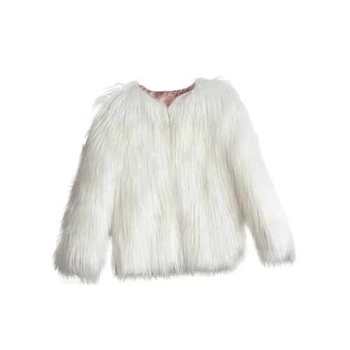 Toddler Girls Faux Fur Coat Fluffy Furry Jacket Open Front Long Sleeve Plush Winter Warm Outwear 1-11 Years