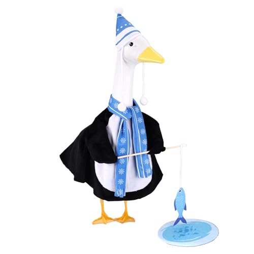 Sinbana Winter Penguin Porch Goose Outfit Hat Clothes Scarf Pond Lawn Garden Goose Statue Decor Accessories for 23in/58cm Winter Cement Gooses Costume Christmas