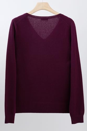 Image of JENNIE LIU Women's 100% Pure Cashmere Long Sleeve Pullover V Neck Sweater
