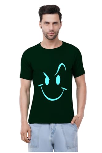 Image of Caseria Men's Cotton Printed T-Shirt -Smiley Stroke | 100% Cotton | Half Sleeves | Regular Fit | Printed | Round Neck | Graphic T Shirt