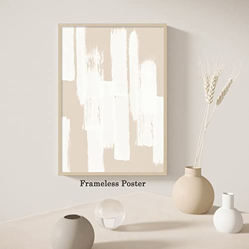 Abstract Beige Canvas Wall Art Boho Mid Century Modern Abstract Art Prints Beige And White Paintings Poster Abstract Neutral Pictures Minimalist Art Wall Decor Beige Neutral Prints 16X24Inch No Frame #TOP1
