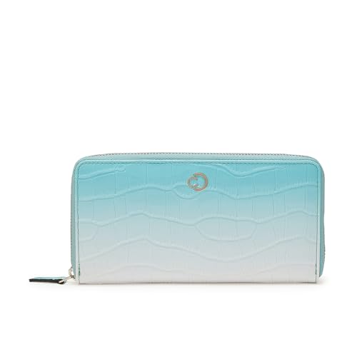 Image of Caprese Eva Women's Wristlet Zip Around Wallet, Large| Stylish Faux Leather Wallet with Zipper Closure | Three Compartments & Card Slots | Elegant Design for Casual & Special Occasions (Aqua Blue)