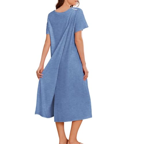 Deyeek Hospital Gowns for Women Labor Delivery Shoulder Surgery Dress Adaptive Clothing Night Robes for Elderly Plus Size