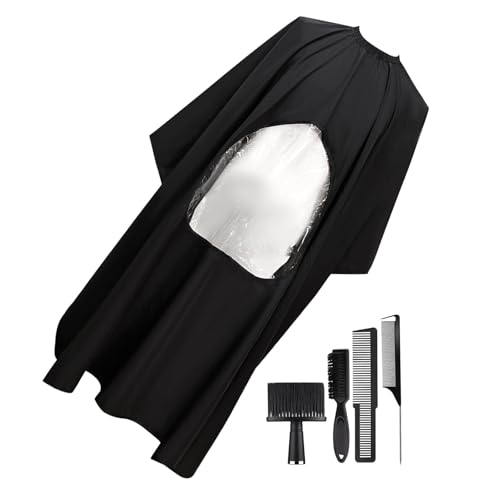 Kit salon pour coupe sans démarcation avec cape imperméable en polyester noir