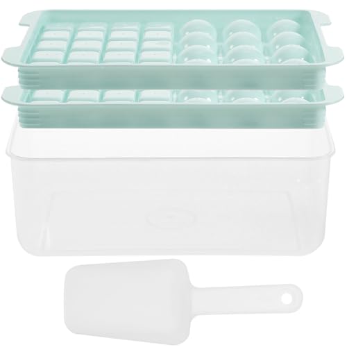 Molde para cubitos y bolas de hielo con tapa azul 2 piezas miniatura 1
