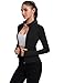 ZHENWEI Gym Clothes for Woman Cropped Workout Long Sleeve Jackets Athletic Full Zip Up Tops with Thumb Holes (Black, S)