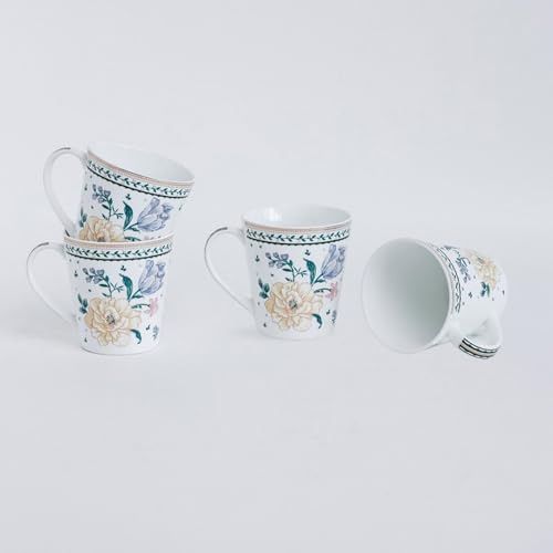 Image of Clay Craft x Magique by The Wishing Chair : Emerald Ribbon - Twilight Bloom Giftbox | Set of 4 Snack Plates and 4 Mugs | Dishwasher Safe | Festive Gifting | GiftBox Packaging