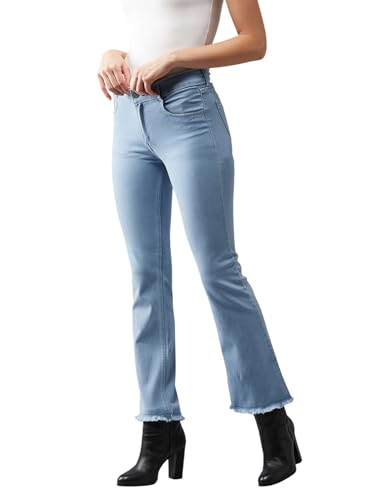 Jean en denim extensible pour femme Miss Chase coupe skinny taille haute bleu clair 32