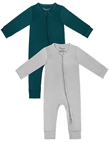 Image of Jimonda Bamboo Footless Pajamas,Unisex Baby One-Piece Romper,2-Way Zip closure