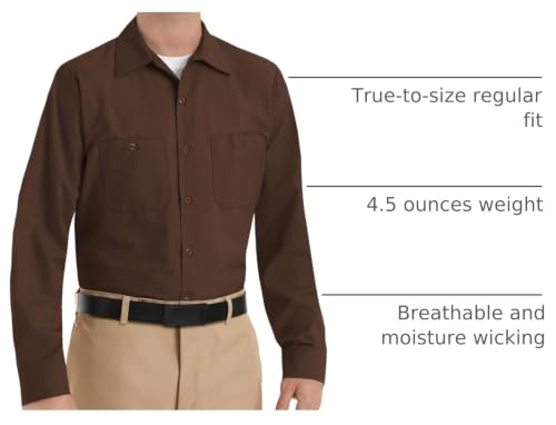Image of Red Kap Men's Long Sleeve Industrial Work Shirt | Moisture Wicking Button Up, Wrinkle Resistance Fights Fading & Stains