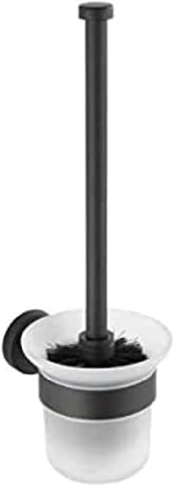 WENKO Bosio Toilet Brush Holder, Stainless steel, matt, 35 x 14 x 10 cm, Black