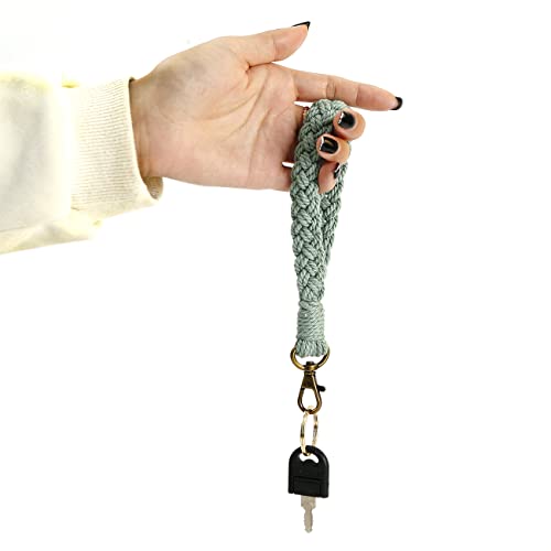 Xgalbla Soft Macrame Keychain Boho Handmade Wristlet Bracelet Keychain Country Style Wrist Lanyard Handmade Weave Exquisite Holder For Women(Pea Green) #TOP1