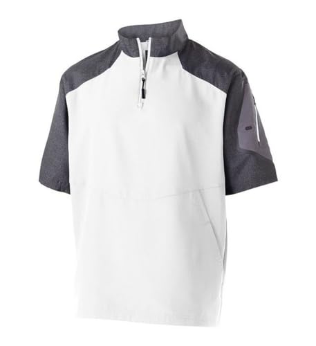 Image of Holloway Unisex Ultra-Lightweight Aero-TecO Raider Short-Sleeve Warm-Up Pullover-Carbon PRT /Blck